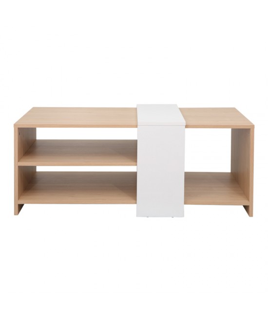 Τραπέζι σαλονιού Cozeto pakoworld σε φυσική-λευκή απόχρωση 100x53x41.5εκ