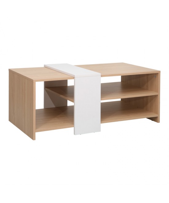 Τραπέζι σαλονιού Cozeto pakoworld σε φυσική-λευκή απόχρωση 100x53x41.5εκ