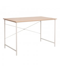 Γραφείο εργασίας Senzia pakoworld σε φυσική απόχρωση με λευκό μέταλλο 120x60x75εκ