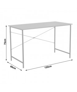 Γραφείο εργασίας Senzia pakoworld σε φυσική απόχρωση με λευκό μέταλλο 120x60x75εκ