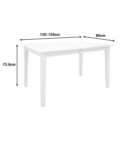 Tραπέζι επεκτεινόμενο Mabor pakoworld ξύλο σε λευκή απόχρωση 120-150x80x73,8εκ