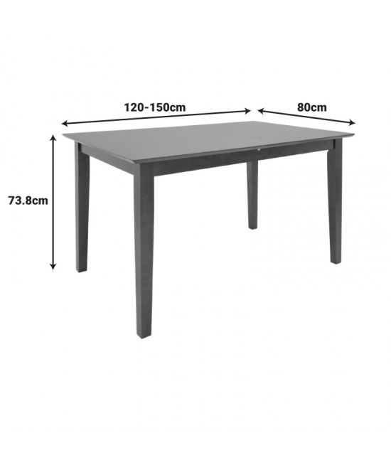 Tραπέζι επεκτεινόμενο Mabor pakoworld ξύλο σε καρυδί απόχρωση 120-150x80x73,8εκ