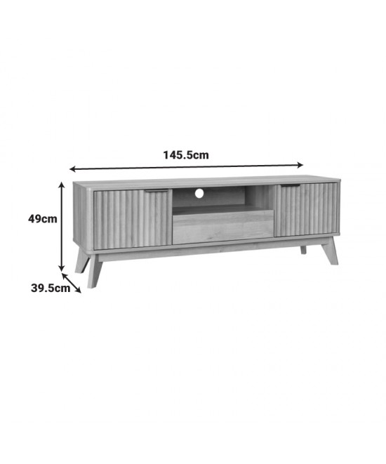 Έπιπλο τηλεόρασης Hamea pakoworld mdf σε φυσική απόχρωση 145x39,5x49εκ