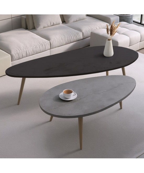 Τραπέζι σαλονιού Monty pakoworld 2 τεμ. σε απόχρωση σε μαύρο-γκρι απόχρωση 116x46x46εκ