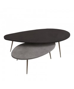 Τραπέζι σαλονιού Monty pakoworld 2 τεμ. σε απόχρωση σε μαύρο-γκρι απόχρωση 116x46x46εκ