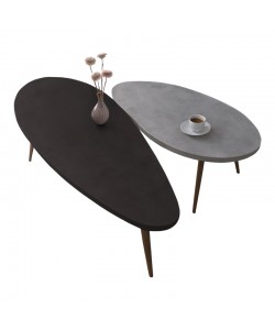 Τραπέζι σαλονιού Monty pakoworld 2 τεμ. σε απόχρωση σε μαύρο-γκρι απόχρωση 116x46x46εκ