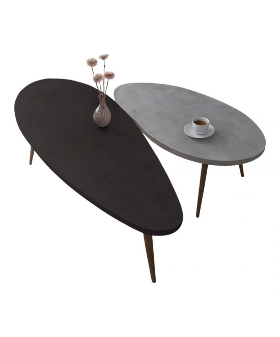 Τραπέζι σαλονιού Monty pakoworld 2 τεμ. σε απόχρωση σε μαύρο-γκρι απόχρωση 116x46x46εκ