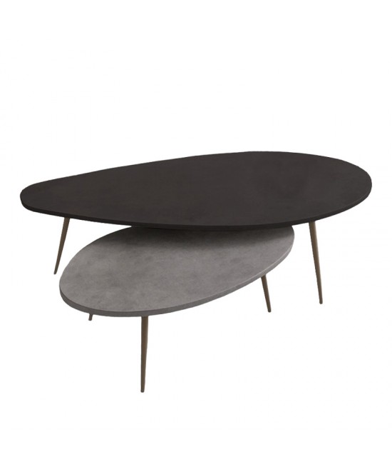 Τραπέζι σαλονιού Monty pakoworld 2 τεμ. σε απόχρωση σε μαύρο-γκρι απόχρωση 116x46x46εκ