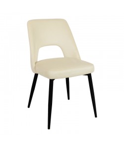 Καρέκλα Murde pakoworld μπεζ βελούδο και μεταλλικά πόδια σε μαύρη απόχρωση 48.5x61x89εκ