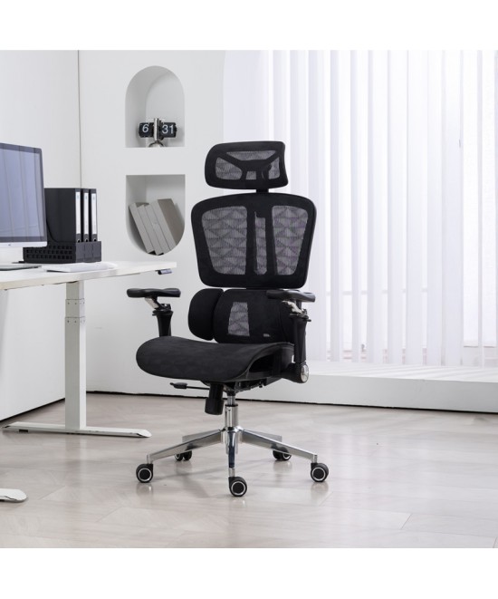 Καρέκλα γραφείου εργασίας Jeffer pakoworld mesh σε μαύρη απόχρωση 67x62x115-125εκ