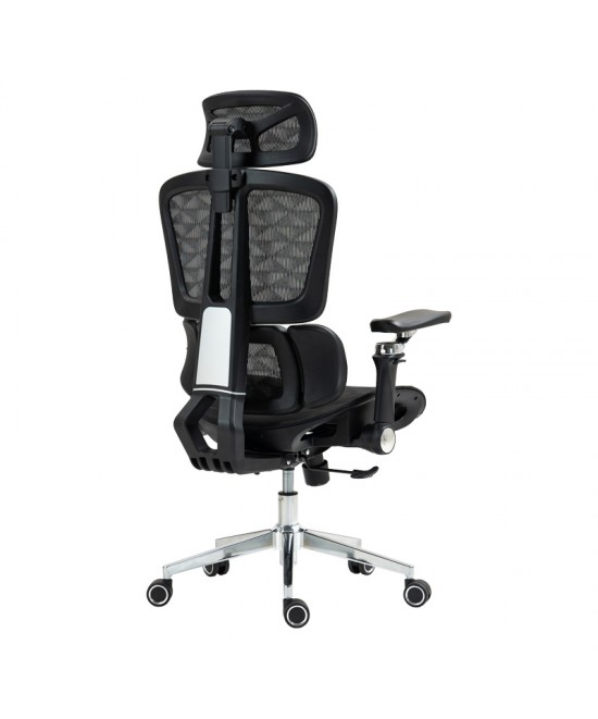 Καρέκλα γραφείου εργασίας Jeffer pakoworld mesh σε μαύρη απόχρωση 67x62x115-125εκ