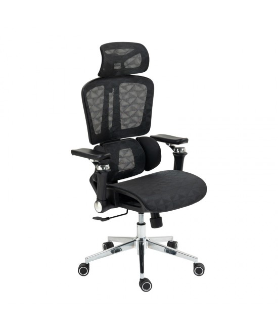 Καρέκλα γραφείου εργασίας Jeffer pakoworld mesh σε μαύρη απόχρωση 67x62x115-125εκ