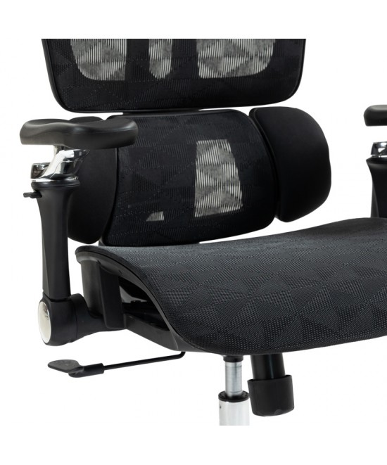 Καρέκλα γραφείου εργασίας Jeffer pakoworld mesh σε μαύρη απόχρωση 67x62x115-125εκ