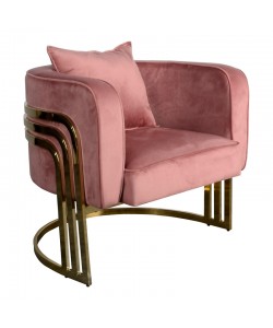 Πολυθρόνα Roblu pakoworld χρυσό μέταλλο και βελούδο σε απόχρωση σάπιο μήλο 72x77.4x70εκ