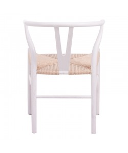 Καρέκλα Wishbone pakoworld rubberwood-σχοινί σε λευκή απόχρωση 60x51x80εκ