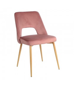 Καρέκλα Murde pakoworld σάπιο μήλο βελούδο και μεταλλικά πόδια σε φυσική απόχρωση 48.5x61x89εκ