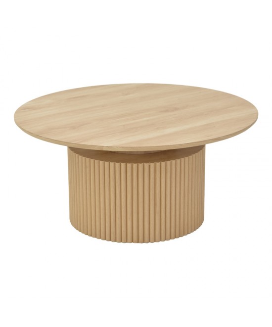 Τραπέζι σαλονιού Opols pakoworld mdf σε  φυσική απόχρωση Φ90x42εκ