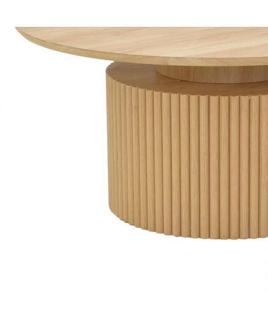 Τραπέζι σαλονιού Opols pakoworld mdf σε  φυσική απόχρωση Φ90x42εκ