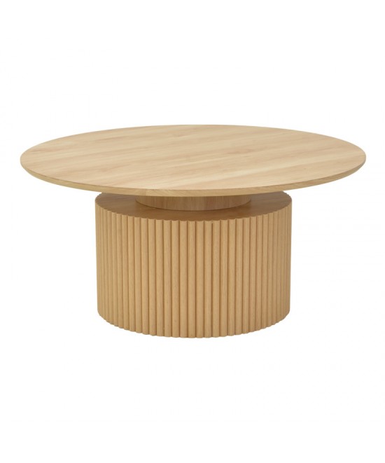 Τραπέζι σαλονιού Opols pakoworld mdf σε  φυσική απόχρωση Φ90x42εκ