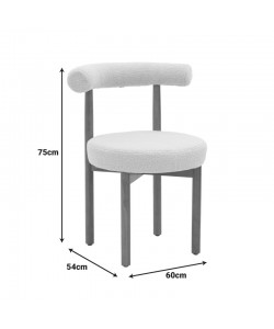 Καρέκλα Fenza pakoworld μπεζ μπουκλέ ύφασμα-πόδι ξύλο οξιάς σε καρυδί απόχρωση 60x54x75εκ