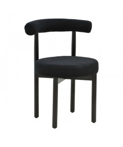 Καρέκλα Fenza pakoworld μαύρο μπουκλέ ύφασμα-πόδι ξύλο οξιάς σε μαύρη απόχρωση 60x54x75εκ