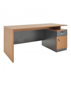 Γραφείο εργασίας επαγγελματικό Oscar pakoworld σε καρυδί-ανθρακί απόχρωση 180x90x76εκ