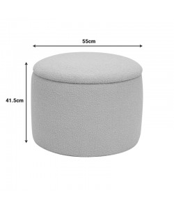 Σκαμπό-μπαούλο Roundy pakoworld μπουκλέ ύφασμα σε μπεζ απόχρωση Φ55x41.5εκ