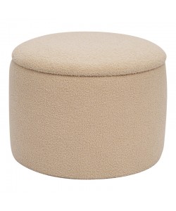 Σκαμπό-μπαούλο Roundy pakoworld μπουκλέ ύφασμα σε μπεζ απόχρωση Φ55x41.5εκ