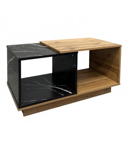 Τραπέζι σαλονιού Fetix pakoworld σε μαύρο μαρμάρου-sonoma απόχρωση 90x45x45εκ