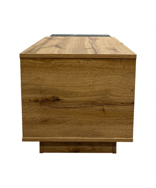 Τραπέζι σαλονιού Fetix pakoworld σε μαύρο μαρμάρου-sonoma απόχρωση 90x45x45εκ