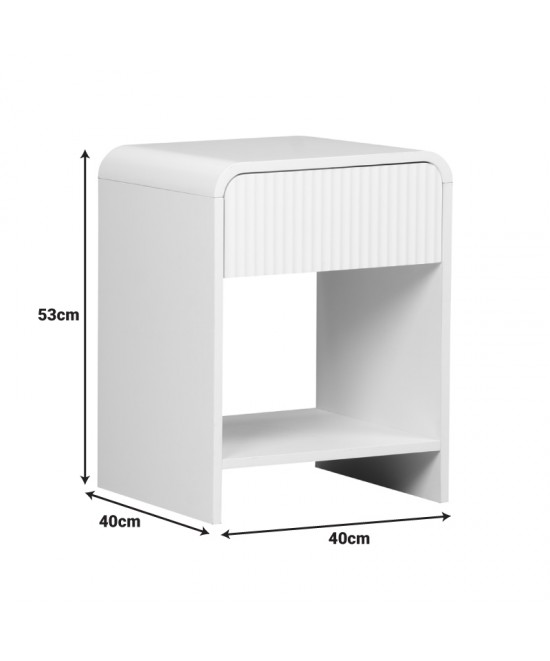 Κομοδίνο Zeplen pakoworld MDF σε λευκή απόχρωση 40x40x53εκ