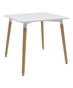 Τραπέζι Natali pakoworld MDF λευκό-πόδια σε φυσική απόχρωση 80x80x76εκ
