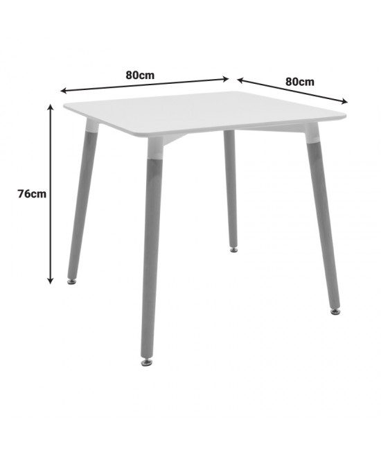 Τραπέζι Natali pakoworld MDF λευκό-πόδια σε φυσική απόχρωση 80x80x76εκ