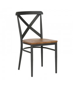 Καρέκλα Ferona pakoworld σκελετός ανθρακί μέταλλο με rubberwood σε φυσική απόχρωση 52.5x44.5x84εκ