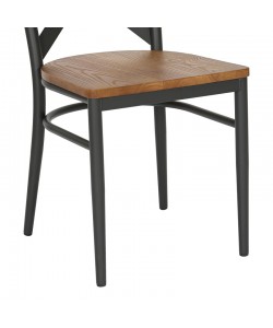 Καρέκλα Ferona pakoworld σκελετός ανθρακί μέταλλο με rubberwood σε φυσική απόχρωση 52.5x44.5x84εκ