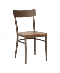 Καρέκλα Zerca pakoworld σκελετός καφέ μέταλλο με rubberwood σε φυσική απόχρωση 49x44x82εκ