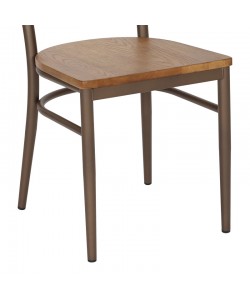 Καρέκλα Zerca pakoworld σκελετός καφέ μέταλλο με rubberwood σε φυσική απόχρωση 49x44x82εκ