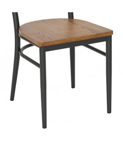 Καρέκλα Zerca pakoworld σκελετός ανθρακί μέταλλο με rubberwood σε φυσική απόχρωση 49x44x82εκ