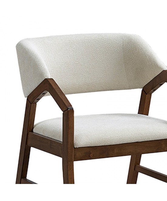 Πολυθρόνα Livia pakoworld rubberwood σε καρυδί-εκρού απόχρωση 47.5x54.5x78εκ