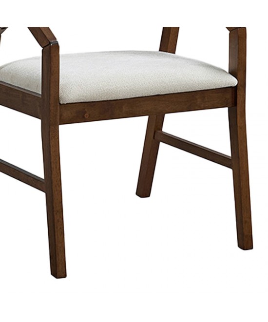 Πολυθρόνα Livia pakoworld rubberwood σε καρυδί-εκρού απόχρωση 47.5x54.5x78εκ