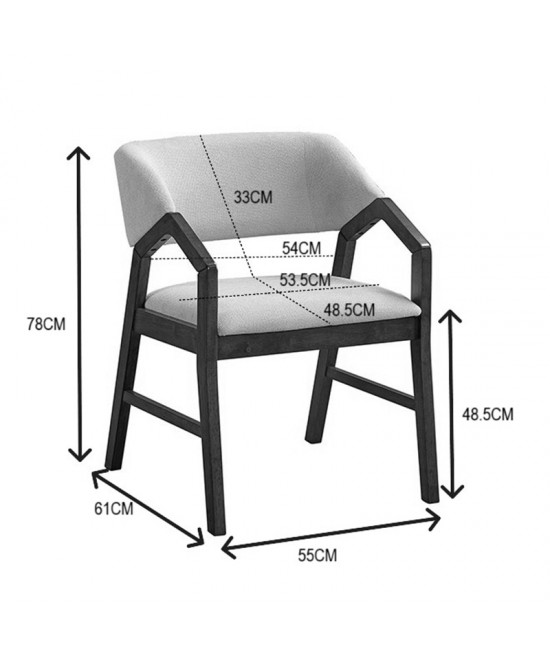 Πολυθρόνα Livia pakoworld rubberwood σε καρυδί-εκρού απόχρωση 47.5x54.5x78εκ
