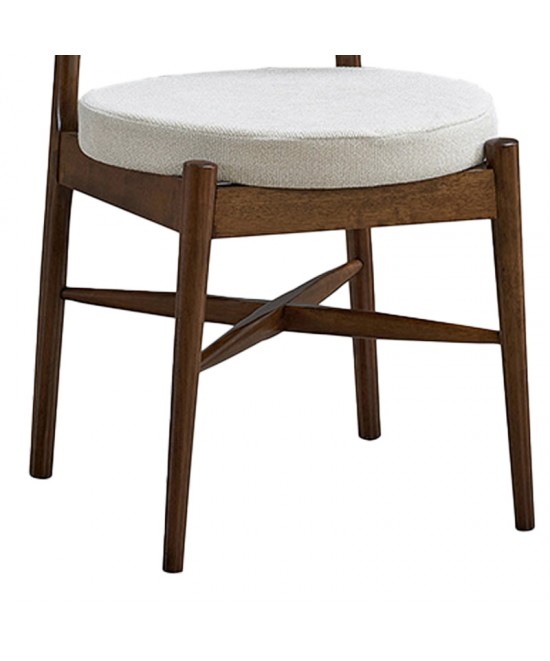 Καρέκλα Raudi pakoworld rubberwood σε καρυδί-εκρού απόχρωση 45.5x45.5x81εκ