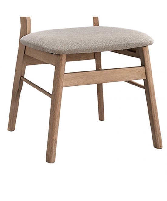 Καρέκλα Cairo pakoworld rubberwood σε φυσική-εκρού απόχρωση 47x47x76εκ