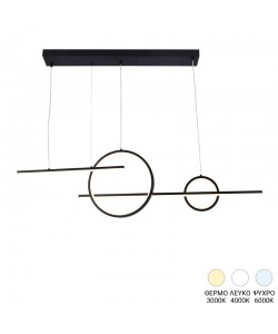 Φωτιστικό οροφής τετράφωτο led Polindia pakoworld μέταλλο σε μαύρη απόχρωση 110εκ