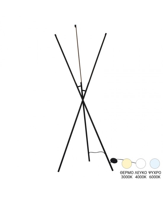 Φωτιστικό δαπέδου Loly pakoworld led μέταλλο σε μαύρη απόχρωση 40x40x145εκ