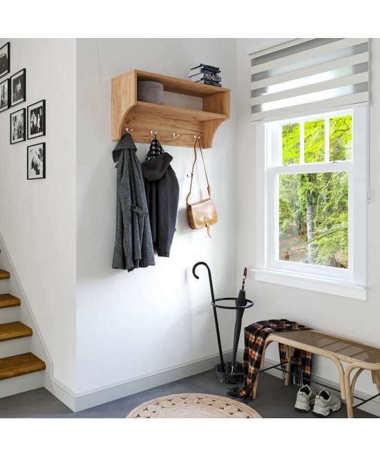 Κρεμάστρα Crosta pakoworld σε oak απόχρωση 80x28x40εκ