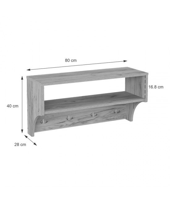 Κρεμάστρα Crosta pakoworld σε oak απόχρωση 80x28x40εκ