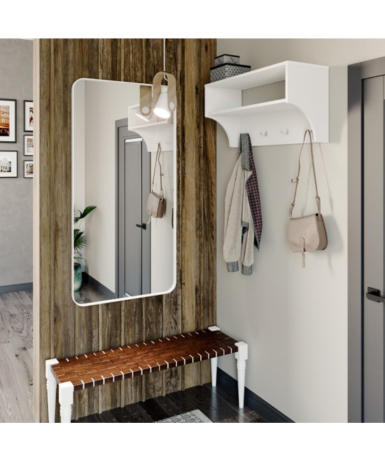 Κρεμάστρα Crosta pakoworld σε λευκή απόχρωση 80x28x40εκ