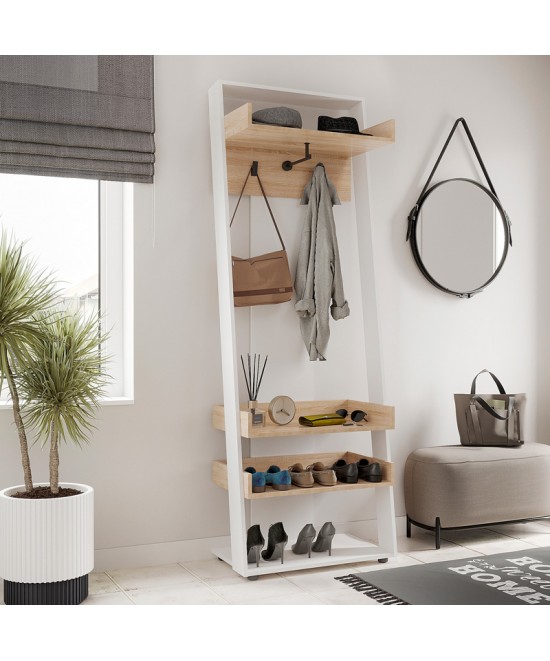 Έπιπλο εισόδου Sciove pakoworld σε λευκή-φυσική απόχρωση 70x40x200εκ