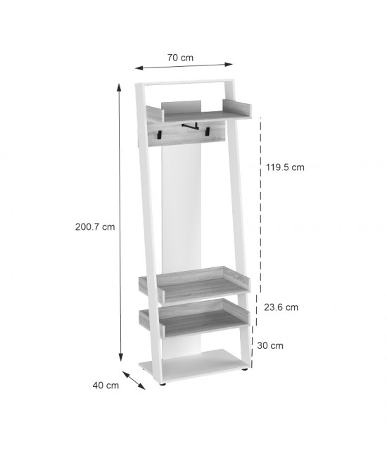 Έπιπλο εισόδου Sciove pakoworld σε λευκή-φυσική απόχρωση 70x40x200εκ